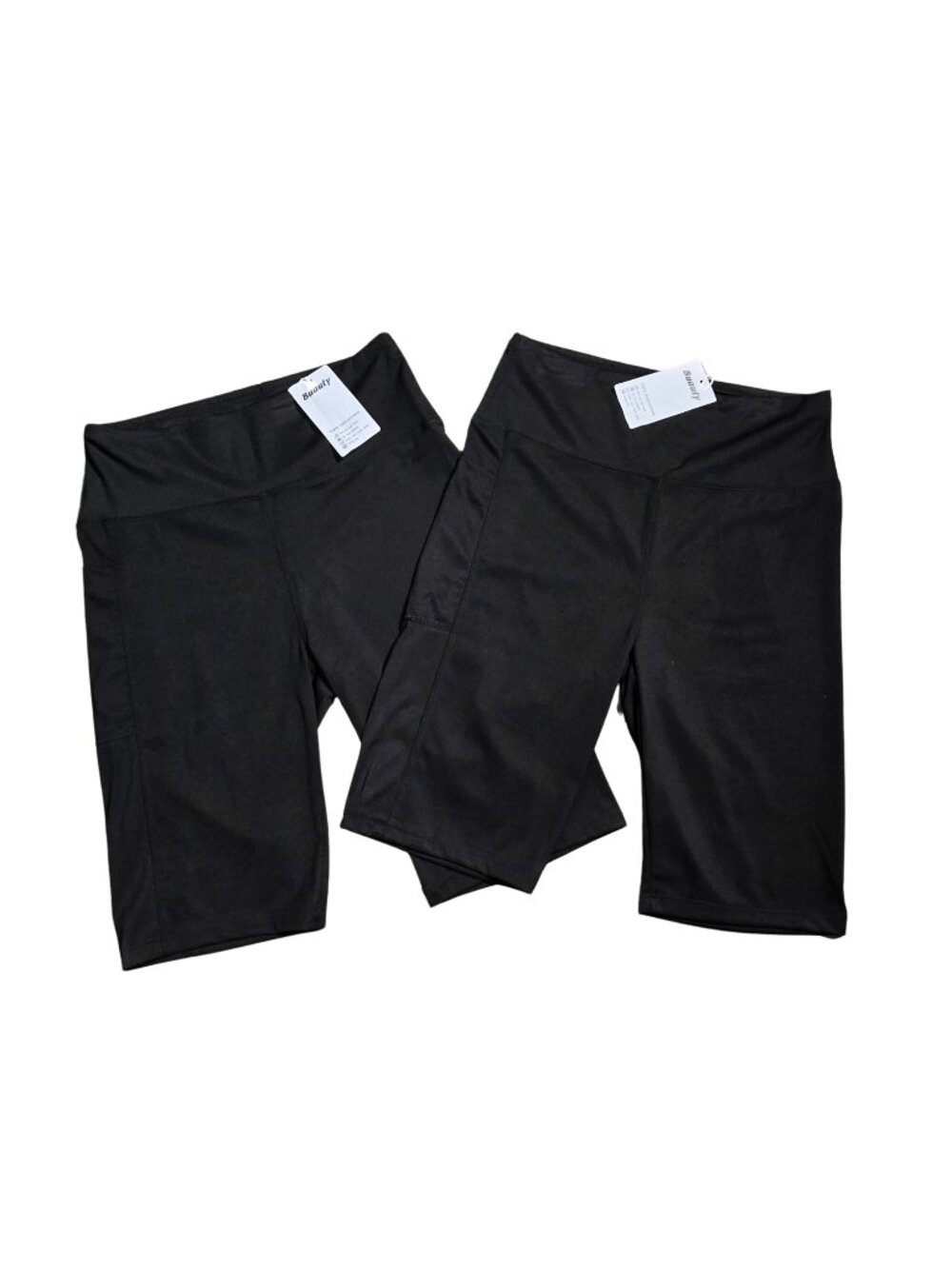 NWT | Bundle of 2 Black High Waisted Side Pocket Athletic Bike Shorts | XLarge